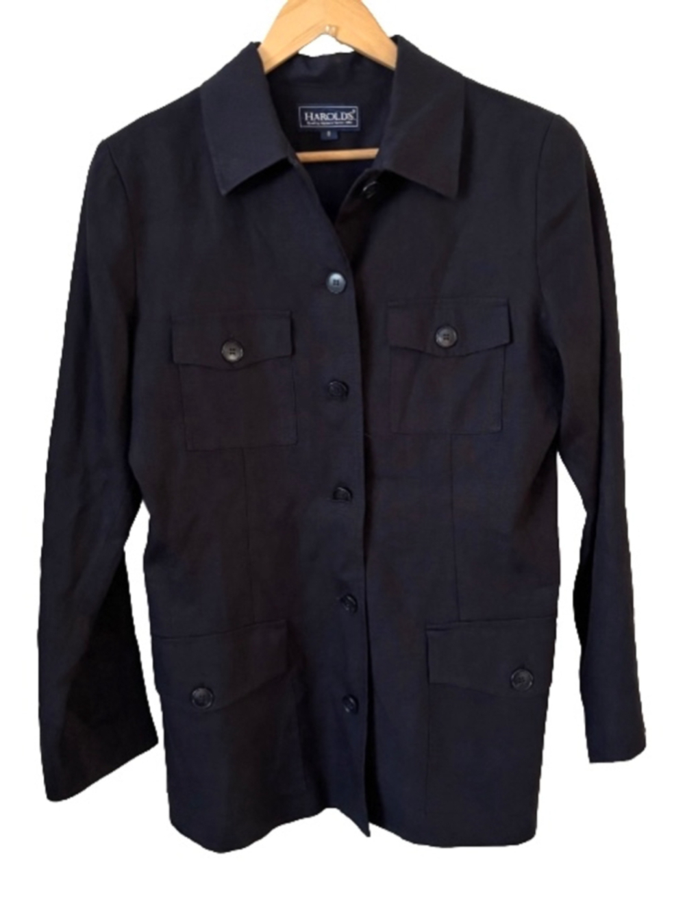 Harold’s VTG 100% imported navy linen utility/field jacket SZ 8 old money preppy